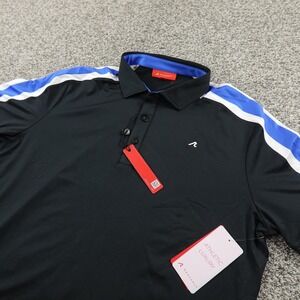 NEW Redvanly Polo Shirt Mens L Black Blue Golf Short Sleeve Stretch Performance